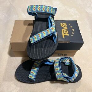 Teva Black Sandals with Multicolor Wavy Straps